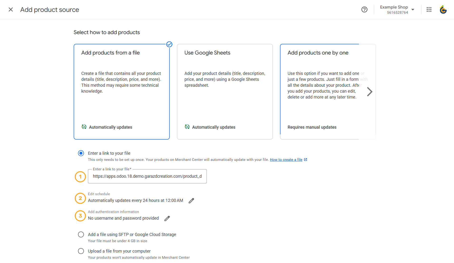 Odoo 18.0 Google Merchant Center GMC Add Product Source